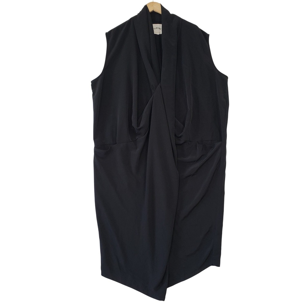 Dubgee Drape Front Dress Size 2X Black Sleeveless Avant Garde‎ Pockets Lagenlook